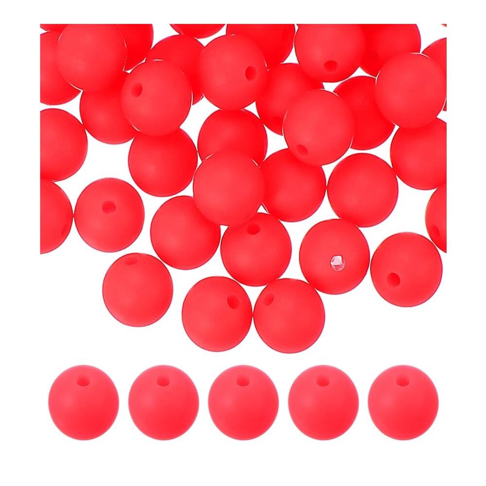 60‎ Pcs Silicone Beads, 15mm Round Focal Beads Candy Color Bulk Loose Bead